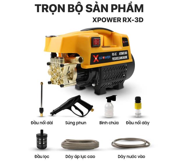 Máy rửa xe cao áp 3800W RX-3C có áp lực tối đa 170Bar, động cơ bền bỉ: rửa xe, vệ sinh nền nhà, tưới cây, tiết kiệm thời gian và chi phí hơn khi có sự hỗ trợ từ chiếc máy phun xịt rửa này.