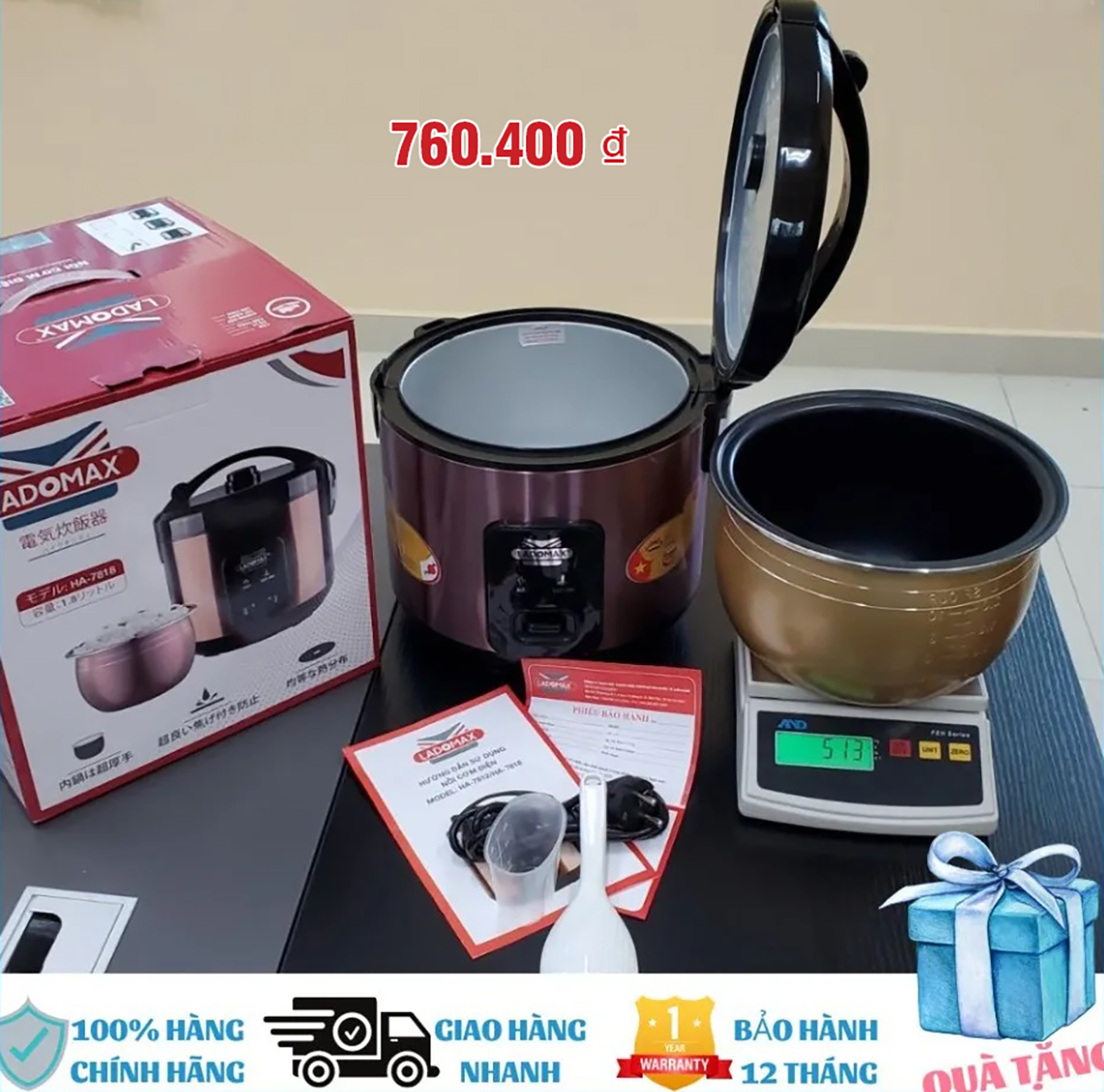 Thiết kế lòng nồi: Lòng dạng niêu; Chất liệu lòng nồi: Hợp kim nhôm phủ men chống dính; Thiết kế gia nhiệt: Mâm nhiệt đáy & gia nhiệt xung quanh thành lòng nồi