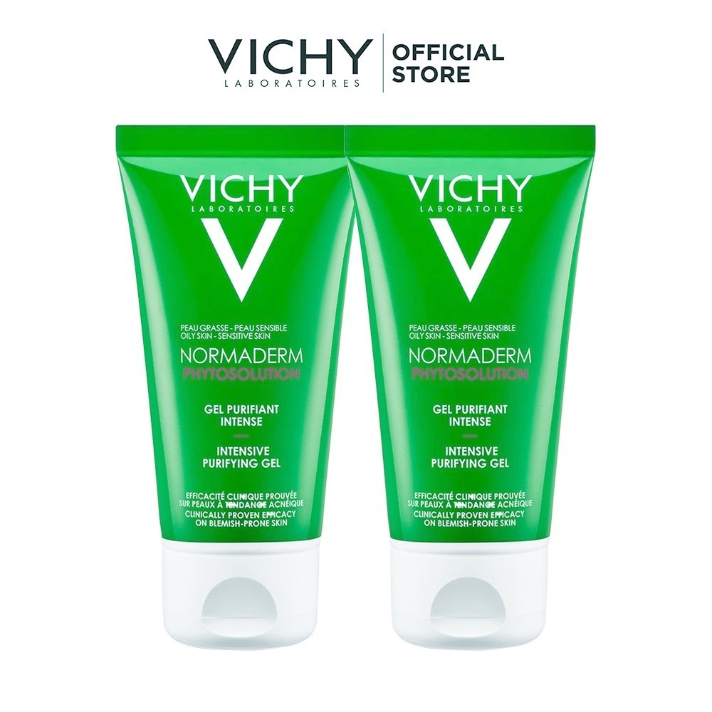 Sữa rửa mặt dạng gel Normaderm Phytosolution Intensive Purifying Gel Vichy 50ml lần đầu tiên từ Vichy giúp làm sạch sâu và giảm bã nhờn trên da Vichy Normaderm Phytosolution Intensive Purifying Gel 50ml