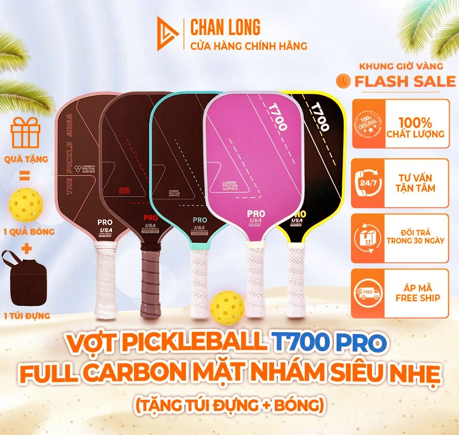 Được kết hợp với bề mặt nhám giúp đem lại hiệu suất của vợt tốt nhất, chất liệu bề mặt sợi Carbon T700. Kiểu in UV không bị phai, loang màu, chống thấm nước tốt. 