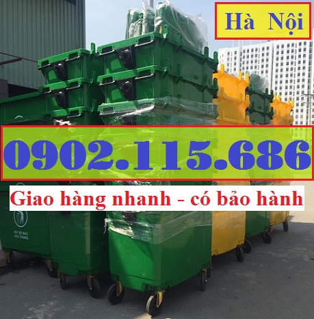 thùng rác nhựa 660l, thùng rác công nghiệp 660l, xe thu gom rác 660l, thùng rác nhựa HDPE 660l có 4 bánh xe, 